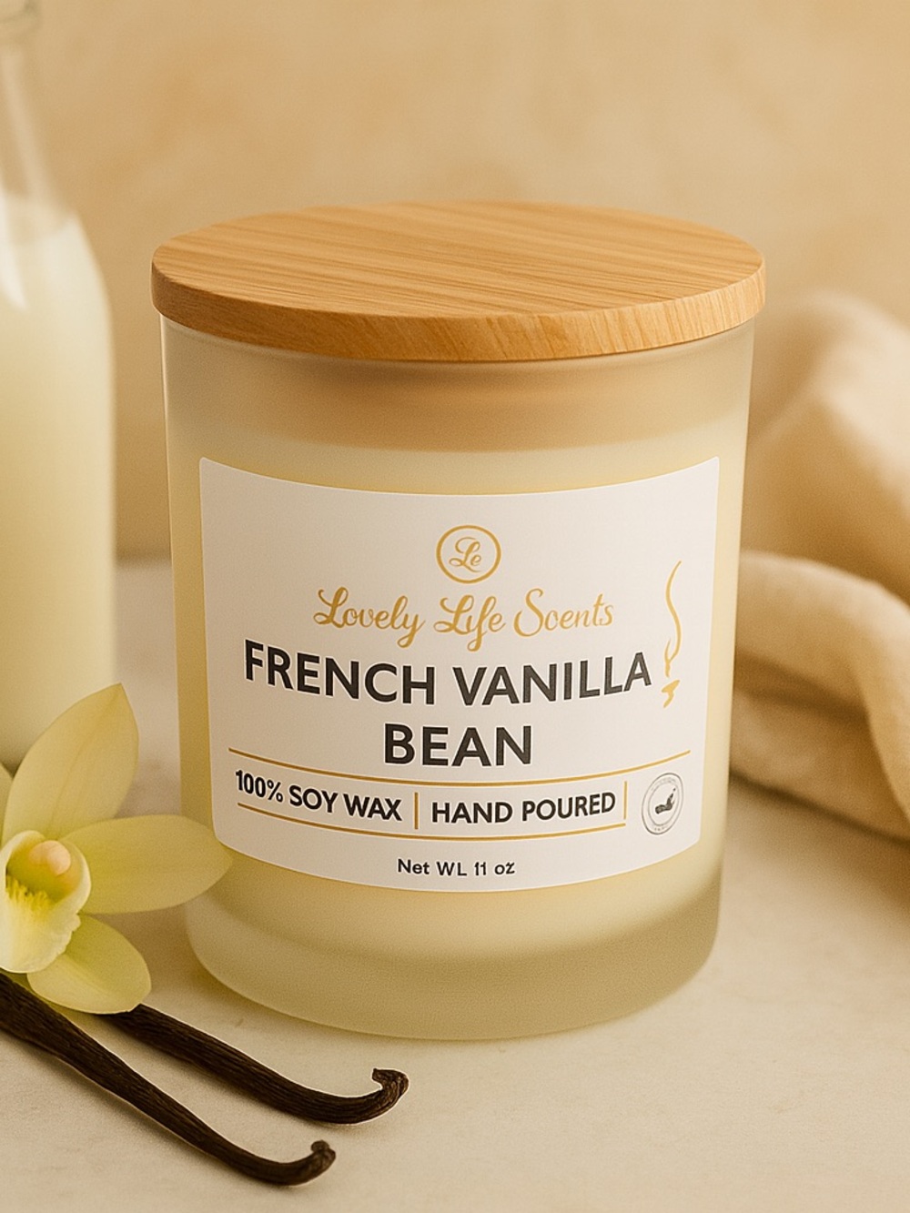 French Vanilla Bean 11oz Premium Soy Wax Candle from Lovely Life Scentd